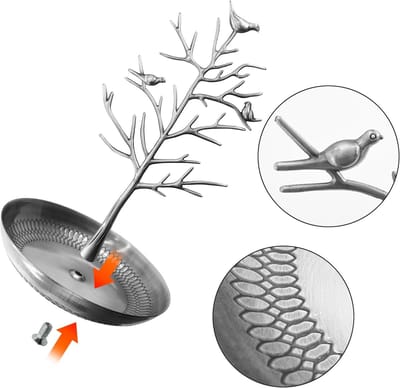 Sieraden Organizer voor Oorbellen, Kettingen en Ringen - Boom Toren Houder voor Vrouwen en Meisjes in Antiek Zilver