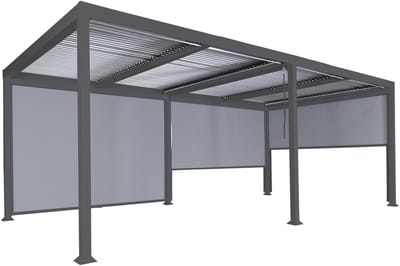 Aluminium pergola MCW-L41 met 3x zijwand, lamellenpaviljoen, stevig 8cm metalen frame 3x6m ~ antraciet