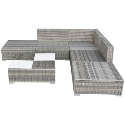 vidaXL - 6-delige - Loungeset - met - kussens - poly - rattan - grijs