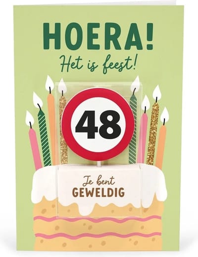 Verjaardagskaart met kaars | 48 jaar | Je bent geweldig