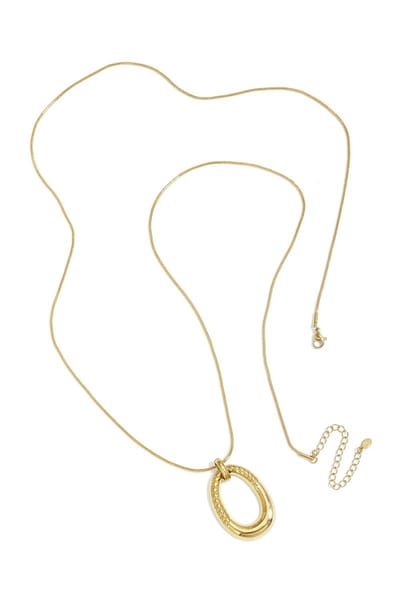 Goudkleurige Ketting met Ovale Hanger – Minimalistische Dames Ketting – Trendy Sieraden