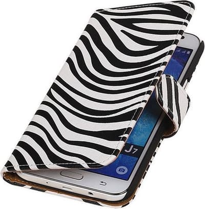Samsung Galaxy J7 Zebra Booktype Wallet Hoesje - Cover Case Hoes