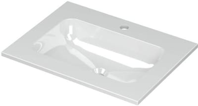 INK Aspekt Wastafel Porselein Centraal met 1 Kraangat - 600x450x15 mm - Glans Wit