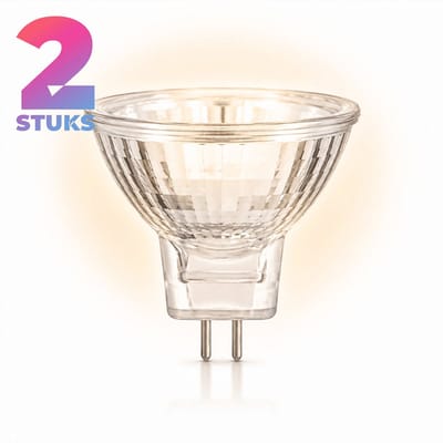 2x Reflector Halogeenlamp GU4 - 50W - Warm Wit Licht (2700K) - 300 lm - 2 jaar - Dimbaar - 12V - MR11