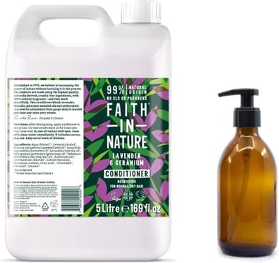 FAITH IN NATURE - Conditioner lavendel & geranium  Refill 5 Liter - nu met GRATIS glaze refill fles 500ml
