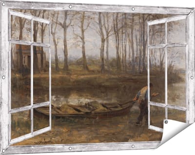 Gards Tuinposter Doorkijk De Zandschipper - Jozef Israëls - 120x80 cm - Tuindoek - Tuindecoratie - Wanddecoratie buiten - Tuinschilderij