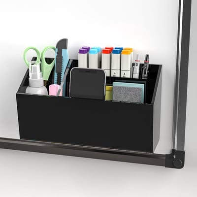 Dailygoods- Pennenhouder Zwart - Magnetische Organizer - Zelfklevende Houder - Bureau Accessoires - Duurzaam Acryl - Ruime Indeling