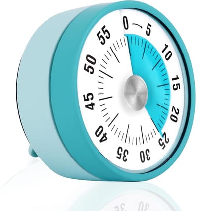 EXCITAT Timer - Visuele timer - Met beschermhoes - Aftellen tot 60 minuten - Tijdmanagementtool - Met opvouwbare standaard - Geschikt voor kinderen en volwassenen - Geschikt voor koken, fitness en werk - Blauw