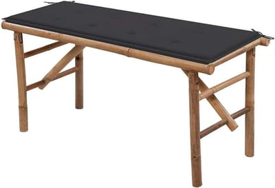 Tuinbank Bamboe - Opvouwbare Bank - Buiten Zitten - Inclusief Waterdicht Kussen - 118 cm - Antraciet