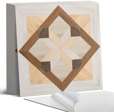 Coloray Plaktegels - Geometrisch patroon in een vierkant Portugese Tegels - 30 cm x 30 cm - Bruin Plaktegels - 9 stuks - Vierkant PVC Tegels - Plaktegels Keuken - Zelfklevende Vloertegels - Vinyltegels Vloer Zelfklevend - Zelfklevende Tegels