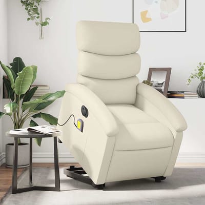 vidaXL - Sta-op-massagestoel - elektrisch - kunstleer - crèmekleurig