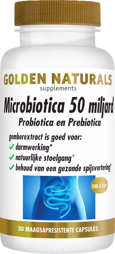 Golden Naturals Microbiotica 50 miljard (30 veganistische maagsapresistente capsules)