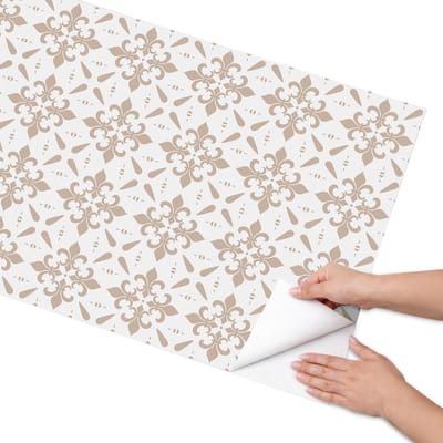 Coloray Meubel Wrap Folie - Beige Meubelfolie - 65x130 cm - Meubelfolie Zelfklevend Klassieke ornamenten - Wrapfolie Keuken - Klassiek Meubelfolie - Decoratiefolie - Tafeldecoratie - Achtergronden en patronen
