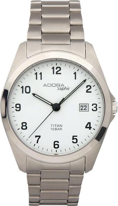 Adora heren polshorloge met saffier glas en titanium band met datumaanduiding AS4291