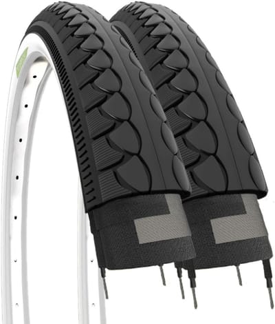 Fietsbanden Set - Slick Banden - Stadsverkeer Fietsen - Rubberen Loopvlak - 26 x 1.50 Inch - Wit Zwart