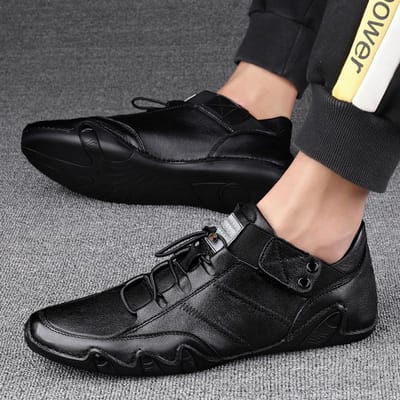 Mocassins en Cuir pour Hommes Chaussures Basses de Printemps pour Hommes Mocassins à Enfiler pour Hommes Chaussures de Sport Blanches pour Hommes Chaussures Plates de Mode 41 noir