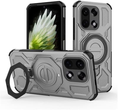 Hoesje geschikt voor OnePlus 15 | Compatibel met MagSafe / Qi2 | 360° Draaibare Magnetische Standaard | Back Cover Kickstand Ring | Grijs