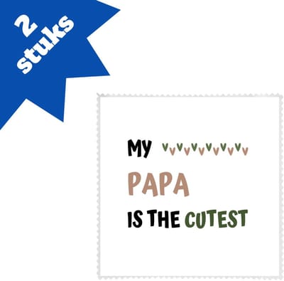 Akyol - my papa is the cutest brillendoekjes - Papa - schattige vader - vader cadeautjes - vaderdag - verjaardagscadeau - verjaardag - cadeau - geschenk - kado - gift - vader artikelen - 17,8 bij 17,8 cm - 2 stuks