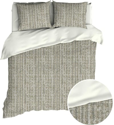 Romanette Dekbedovertrek - Grey Print Flanel - B 200 x L 200 cm/B 200 x L 220 cm - 2-persoons Omkeerbaar - 13245-B 200 x L 200/220 cm