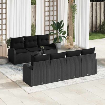 vidaXL - Tuinbank - Set - 8 - st - Zwart - poly - rattan