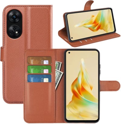 MobyDefend Hoesje - Geschikt voor Oppo Reno8 T - Kunstleren Wallet Book Case (Sluiting Voorkant) - Bruin