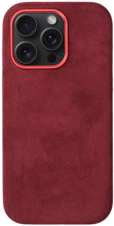 Rosso Avanti Hoesje Geschikt voor Apple iPhone 16 Pro | Compatibel met MagSafe / Qi2 | Echt Italiaans Alcantara | Back Cover | Beschermhoes | Burgundy