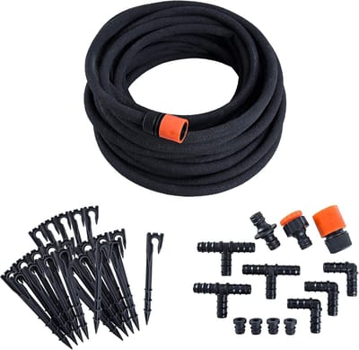 Drip Hose - Tuinslang Irrigatie - Waterbesparend Tuinieren - Werkt bij Lage Druk - 50 m - Zwart