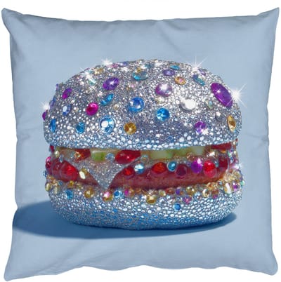 Sierkussens - Kussentjes Woonkamer - 50x50 cm - Glitters - Hamburger - Blauw