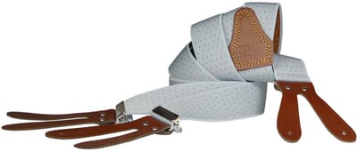 Pierre Mouton - Bretel - Volwassenen - Heren - Pin Point - Bretel - met Leertjes - Grijs/Bruin - 120cm - 35mm - M - L