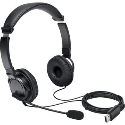 Kensington USB-Hi-Fi-Hoofdtelefoon met Microfoon - met Ruisonderdrukking - Zwart