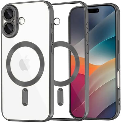 Hoesje geschikt voor Apple iPhone 17 - Techsuit Luxury Crystal Back Cover - Geschikt voor MagSafe - Transparant/Zwart