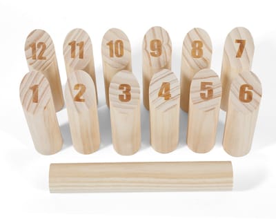 Houten Kubb, Fins kegelspel, genummerde kubbs, buitenspel, voor volwassenen en kinderen, naturel