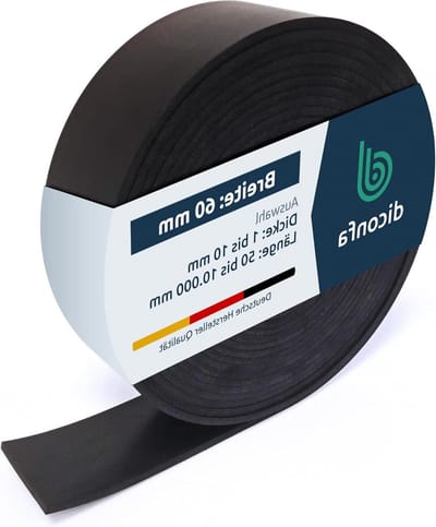 diconfa Rubberen strips breedte 60 mm (6 cm) - selecteerbaar - dikte: 1 tot 10 mm - lengte: 0,05 tot 10 m - selectie: 250 mm (25 cm) lang, 2 mm dik - rubberen mat per meter smal rubberen onderlegger