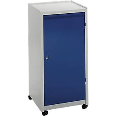 Gereedschapskast, zwenkwielen met kogellager, H 1000 x B 500 x D 500 mm, lichtgrijs/blauw