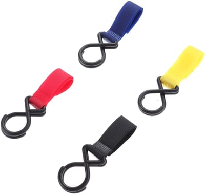 Baby Kinderwagen Haken - Wandelwagen Clips - Spullen Dragen - Verstelbare Band - 4 stuks - Meerdere Kleuren
