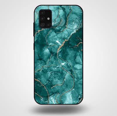 Smartphonica Telefoonhoesje voor Samsung Galaxy A51 met marmer opdruk - TPU backcover case marble design - Goud Groen geschikt voor Samsung Galaxy A51
