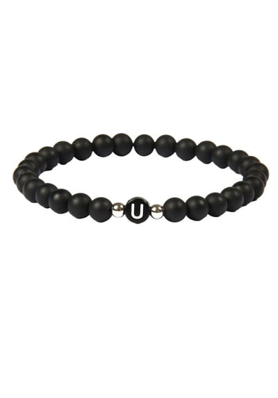 good.designs Parelarmband van agaatstenen met de letter U