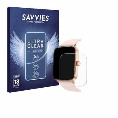 Savvies - Screenprotector voor Yoever Smartwatch 1.85" - Folie Beschermfolie transparant 18 Stuks