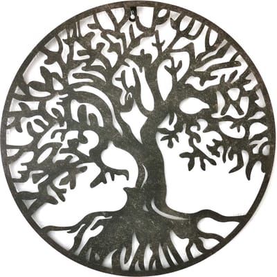 Boutique Trukado - Levensboom Robuuste Metalen Wanddecoratie - diameter 51cm - voor buiten en voor binnen