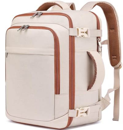 Dailygoods- Reisrugzak 40x30x20 - Handbagage 24L - Vliegtuigtas voor 15,6 Inch Laptop - Voor Ryanair/WizzAir/Eurowings - Beige - Cabineformaat