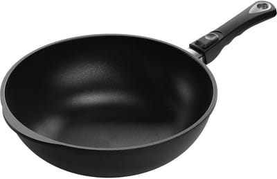 AMT Gastroguss Wokpan Ø 32 cm hoogte 10 cm 3 liter met afneembare steel LOTAN® antiaanbaklaag geschikt voor alle warmtebronnen incl. inductie