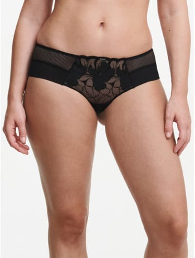 Chantelle Fleurs Signature Shorty Leather Black Zwart 42