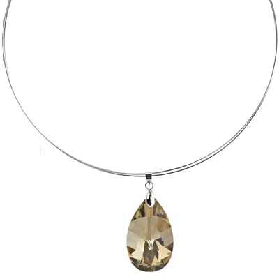 Behave Ketting met bruine facet geslepen druppel vorm steen