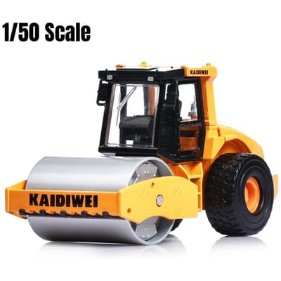 Enkel Wiel Roller Vrachtwagen Technisch Speelgoed Auto Voor Kinderen 1/50 Diecast Miniatuur Model Zwaar Voertuig Collectie Cadeau Kind Jongen black