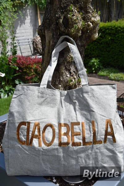 Strandtas groot - Beachbag - Weekendtas - Shopper met opdruk Ciao Bella - Ibiza Boho - Eigen en Anders