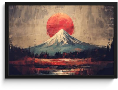 Poster in lijst - Fotolijst 60x40 cm - Posters - Bergtop - Sneeuw - Zon - Posterlijst zwart - Decoratie - Wanddecoratie woonkamer - Muurdecoratie slaapkamer