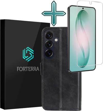 Hoesje Met Screenprotector - Geschikt voor Samsung Galaxy S26 - Luxe Pasjeshouder - Flipcase - Bookcase Portemonee - Flip Case - Kunstleer Book Case - Book Cover - Walletcase - Portemonneehoes - Zwart