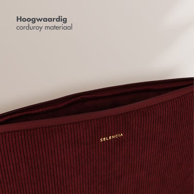Selencia Corduroy Laptop Sleeve - Laptop Hoes geschikt voor 15 / 15.3 / 15.6 / 16 / 16.2 inch - Deep Burgundy