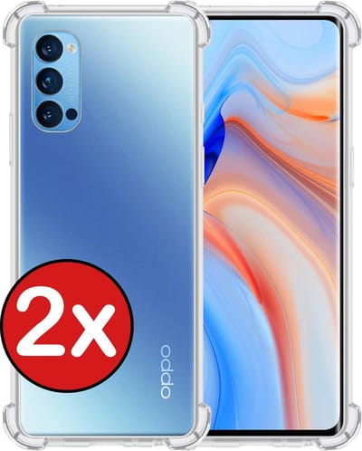 Hoesje - 2 Stuks - Geschikt voor OPPO Reno 4 Pro 5G - Sterk & Shockproof - Back Cover - Siliconen Case - Telefoon Hoes Shock Proof - Telefoonhoes - Transparant