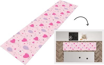 Keukenloper - Loper keuken - Ballon - Patronen - Roze - 200x50 cm - Keukenloper vinyl